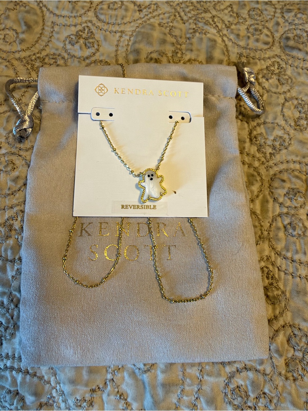Kendra Scott Gold Ghost Reversible Necklace - White Accent